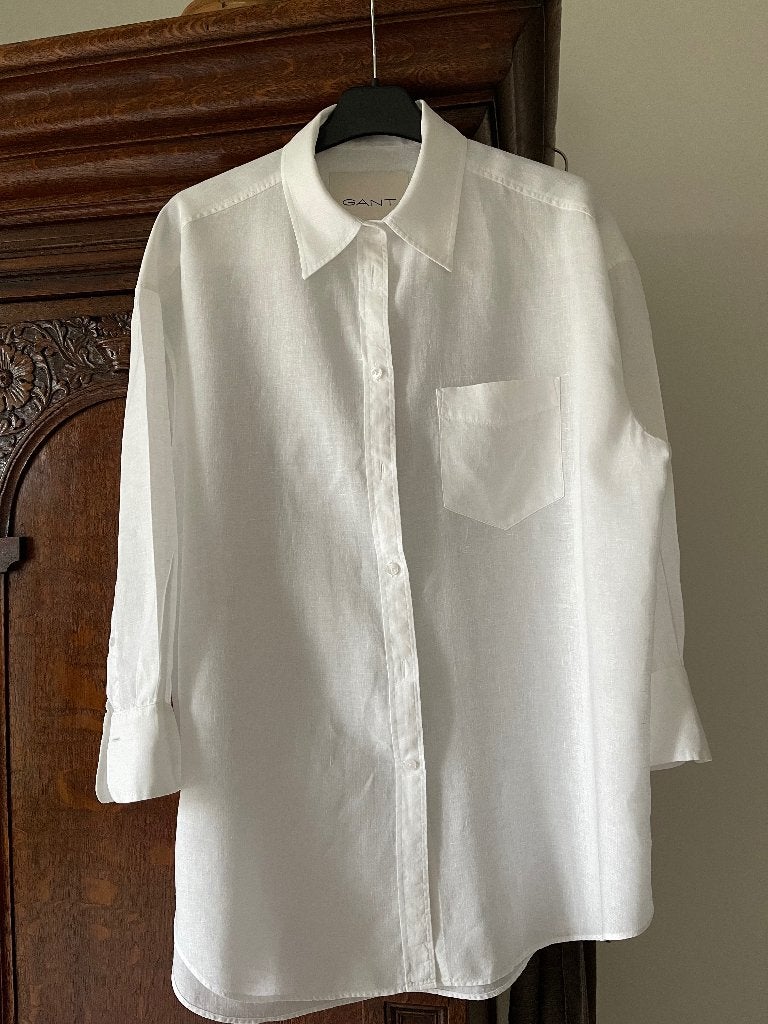 Nieuwe witte linnen blouse van Gant, Maat 38/40 (M), Wit, Nieuw, Ophalen of Verzenden
