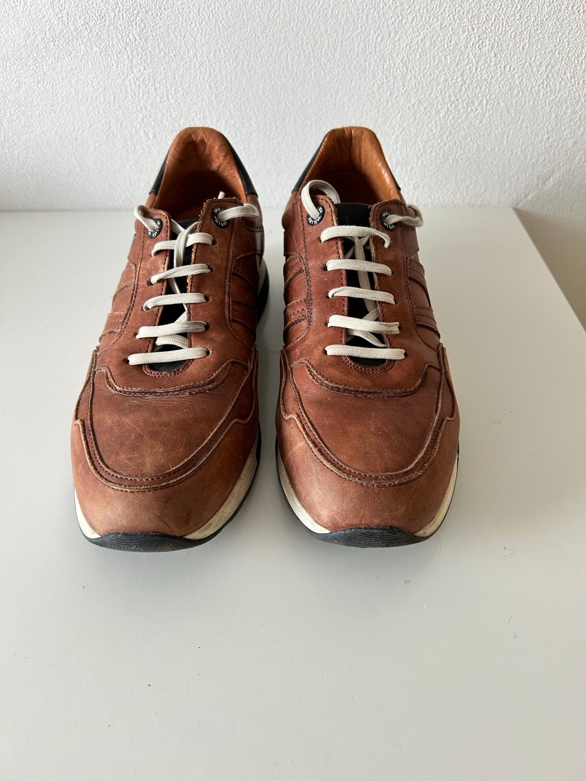 Van Lier Heren Sneakers - Bruin Leer - Maat 42, Ophalen of Verzenden, Gedragen, Bruin, Sneakers of Gympen