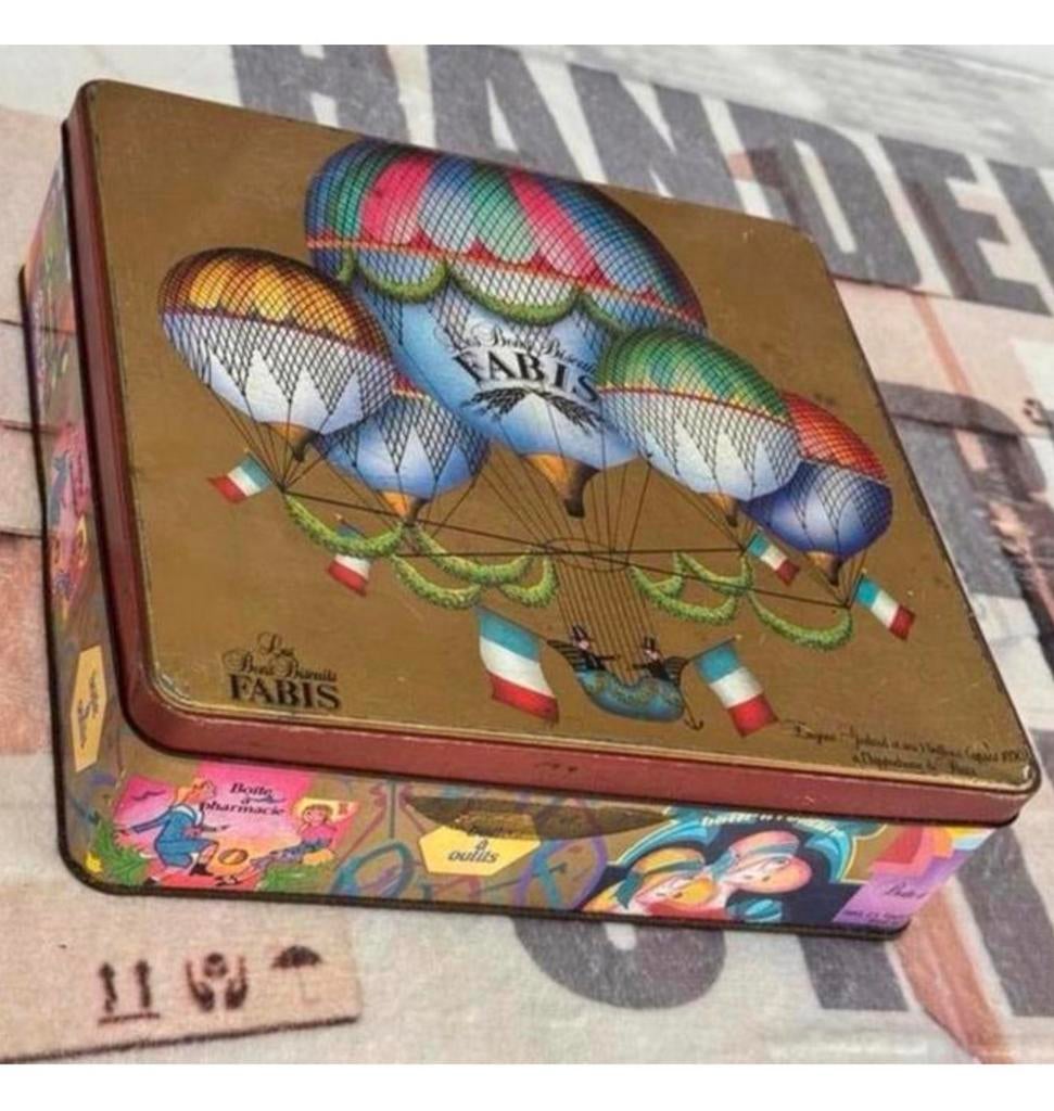1970 vintage voorraad Blik - Fabis luchtballon koekjes, Verzamelen, Ophalen of Verzenden, Zo goed als nieuw, Koek(jes)