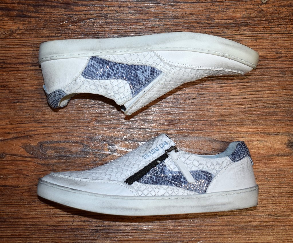 YELLOW CAB - leren instap sneakers blue - maat 39, Nieuw, Ophalen of Verzenden, Yellow Cab, Wit