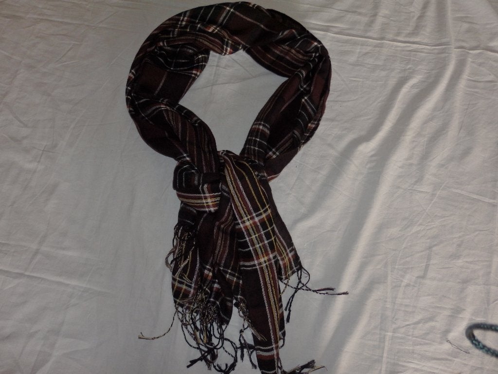 Pashmina Vintage sjaal 176 bij 70 cm omslagdoek Bruine tint, Maat 46/48 (XL) of groter, Ophalen of Verzenden, Pashmina, Sjaal