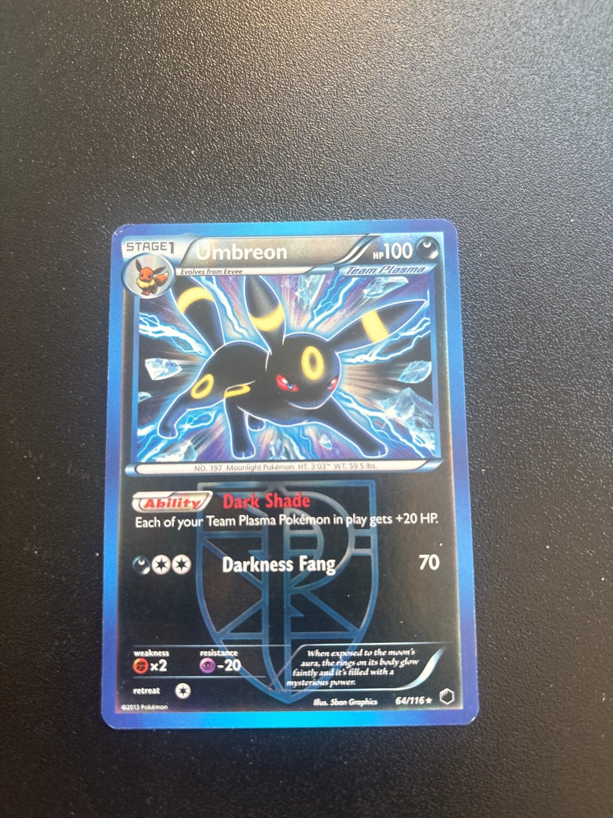 Pokémon Kaart Umbreon Team Plasma 64/116 Foil, Ophalen of Verzenden, Zo goed als nieuw, Losse kaart, Foil