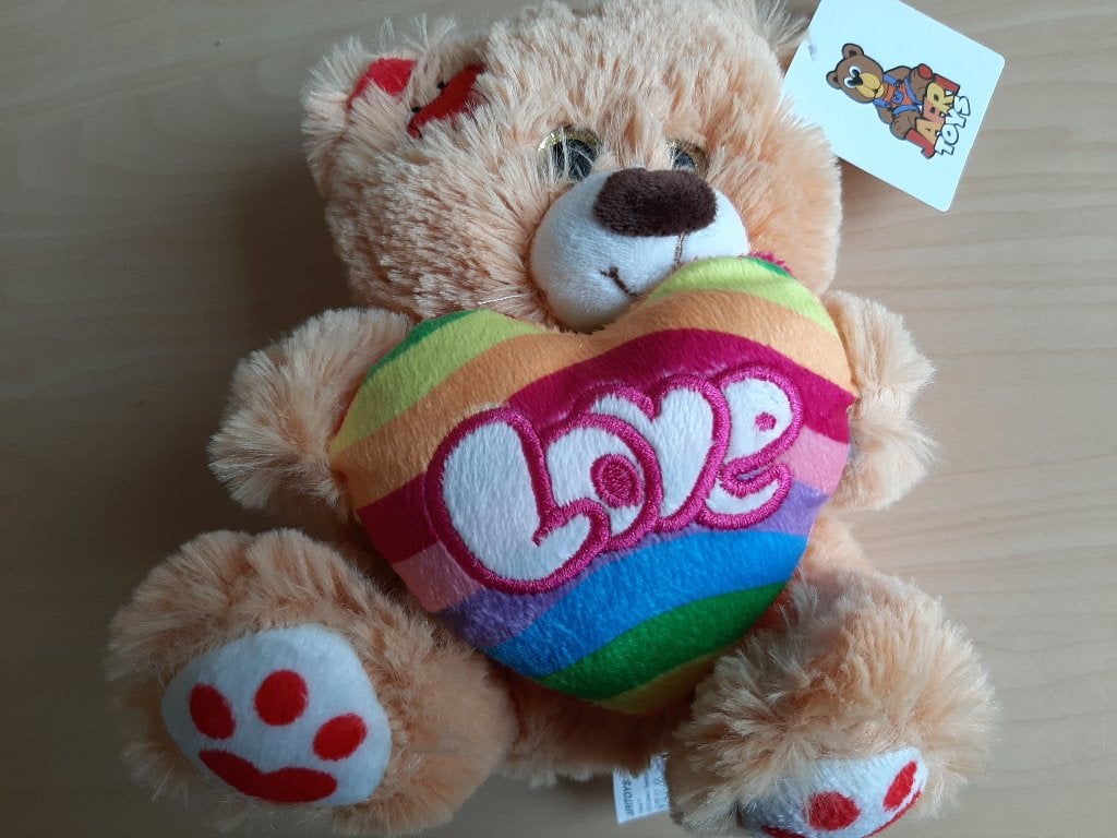 # NIEUW # beertje met regenbooghart, Beer, Nieuw, Meerkleurig, Klein (minder dan 20 cm)