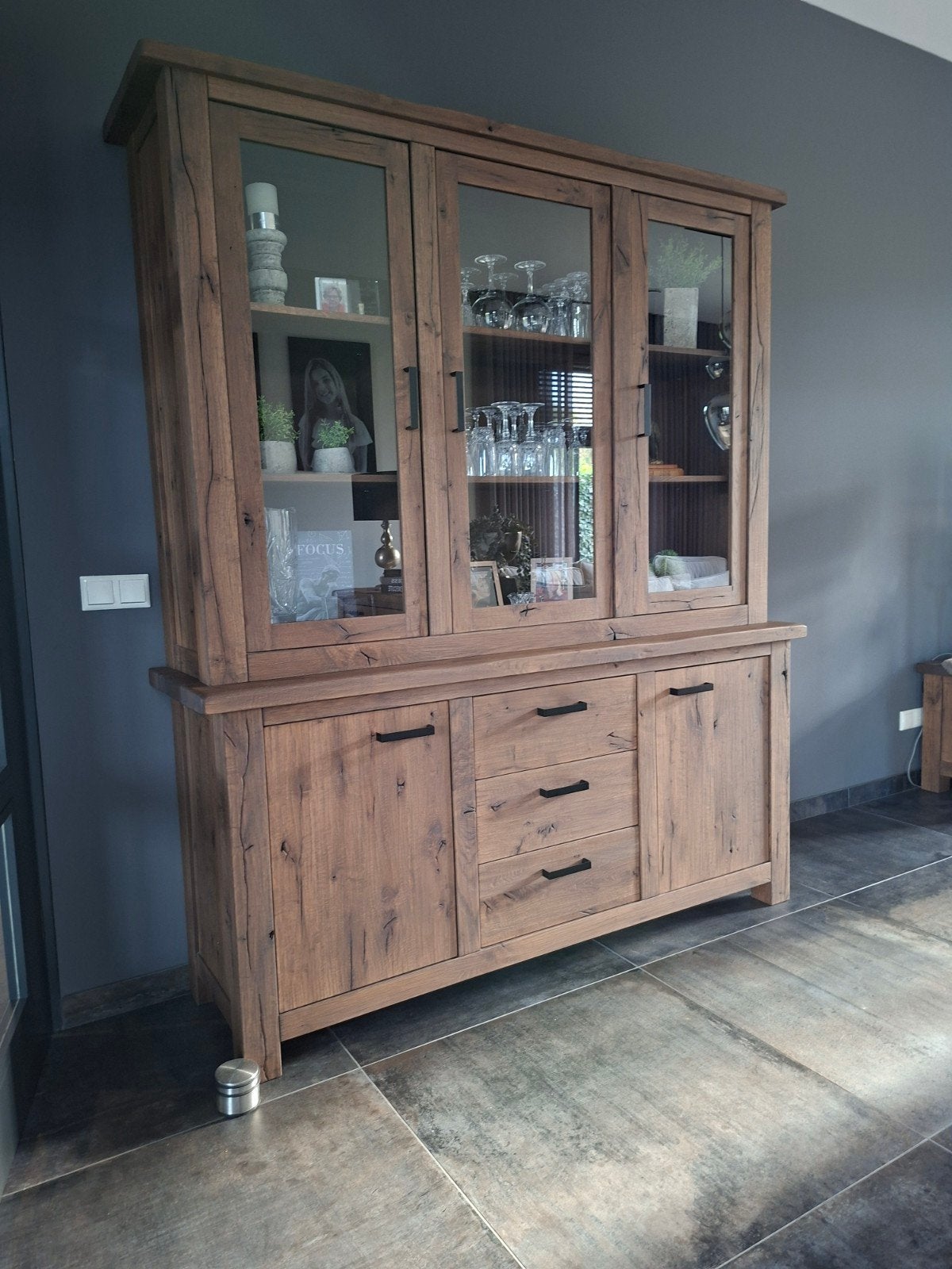 Landelijk Eiken Dressoir/Buffetkast met Soft-Close, Huis en Inrichting, Ophalen, 150 tot 200 cm, Eikenhout, Met lade(s)