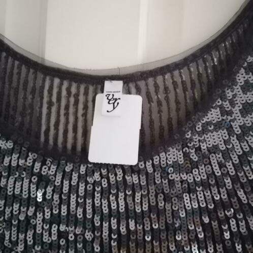 Vero Moda feestelijke donker grijze top +pailletjes 36 24511, Ophalen of Verzenden, Zo goed als nieuw, Vero Moda, Grijs
