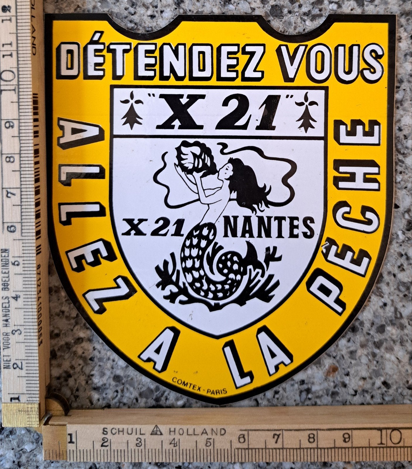 Franse Vintage 'X21 Nantes sticker vissen visser sportvisser, Ophalen of Verzenden, Zo goed als nieuw, Overige typen