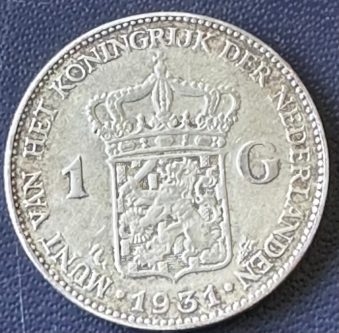 1931 - zilveren 1 gulden - Wilhelmina (2x), 1 gulden, Zilver, Ophalen of Verzenden, Koningin Wilhelmina