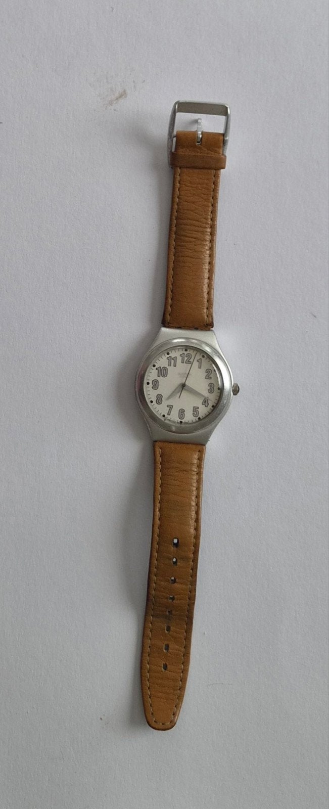 Swatch Polshorloge met Leren Bandje, Sieraden, Tassen en Uiterlijk, Horloges | Dames, Gebruikt, Swatch, Leer, Ophalen of Verzenden