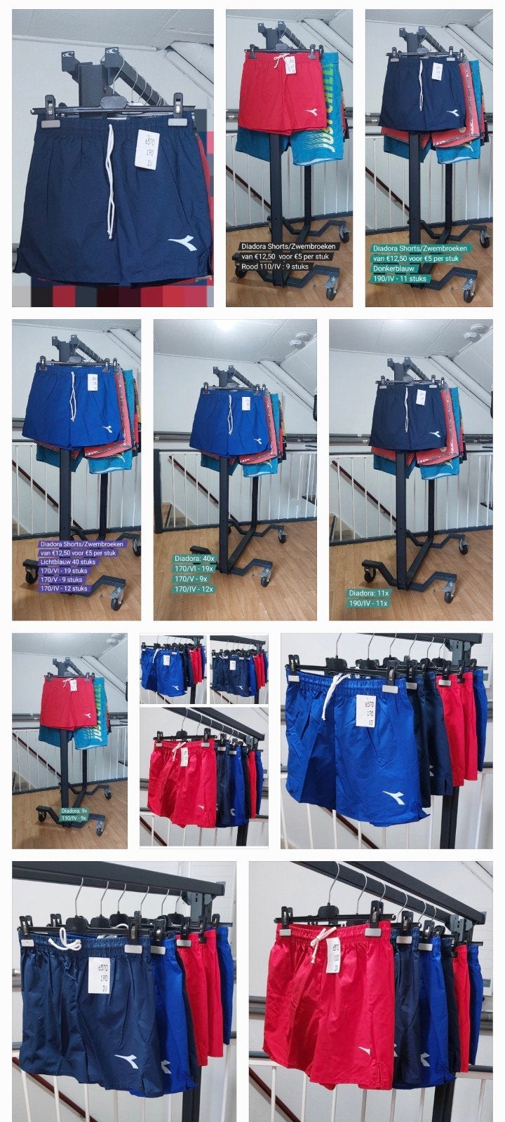 Spotprijs! Partij Merkkleding Diadora Shorts Te Koop ! 60st, Ophalen of Verzenden, Nieuw