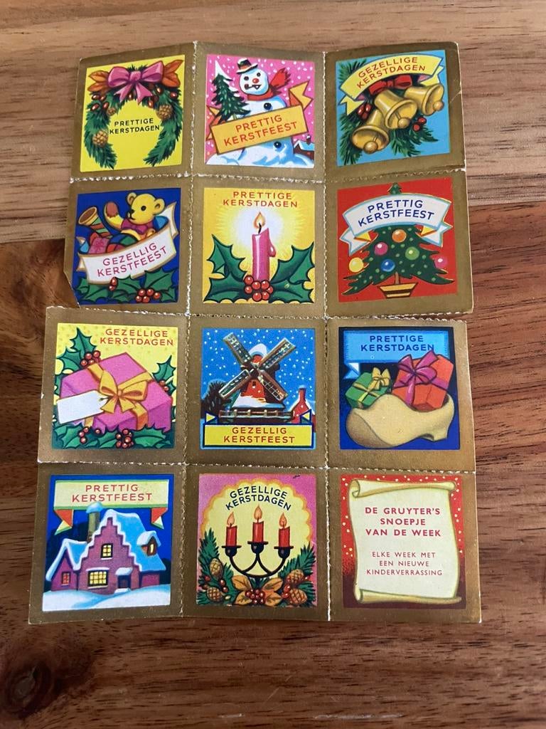 Vintage kerst zegels stickers Grutter’s, Ophalen of Verzenden, Gebruikt