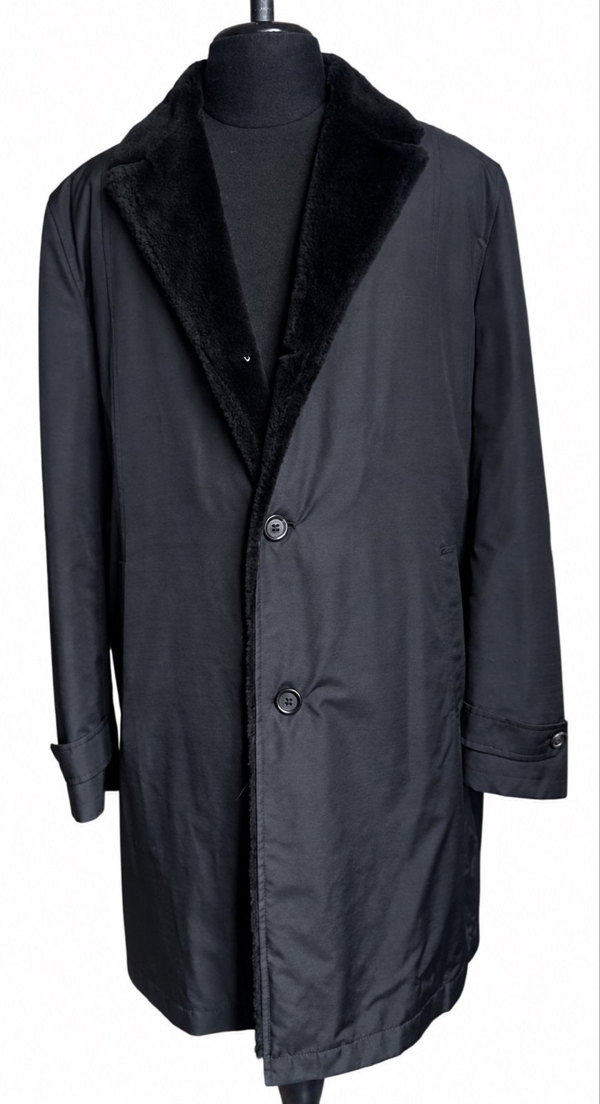 Napolatano Zwarte Winterjas , Bever Bontvoering 56 (XL), Ophalen of Verzenden, Zo goed als nieuw, Maat 56/58 (XL), Zwart