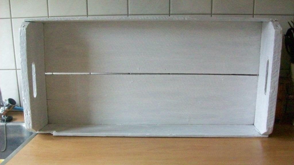 Brocant groot houten dienblad, Ophalen, Zo goed als nieuw, Rechthoekig, Hout