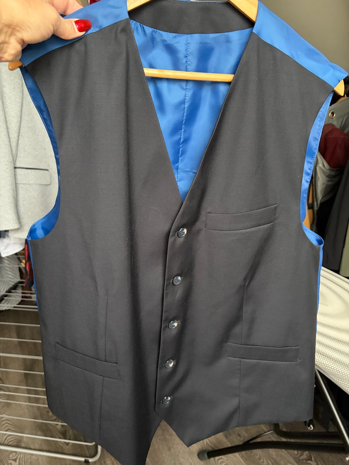 Heren Gilet Zwart met Blauwe Voering - Maat XL, Kleding | Heren, Ophalen of Verzenden, Zo goed als nieuw, Maat 56/58 (XL), Zwart