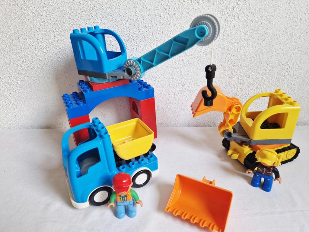 Duplo bouwplaats kiepwagen kraan/shovel hijskraan, Ophalen of Verzenden, Gebruikt, Duplo