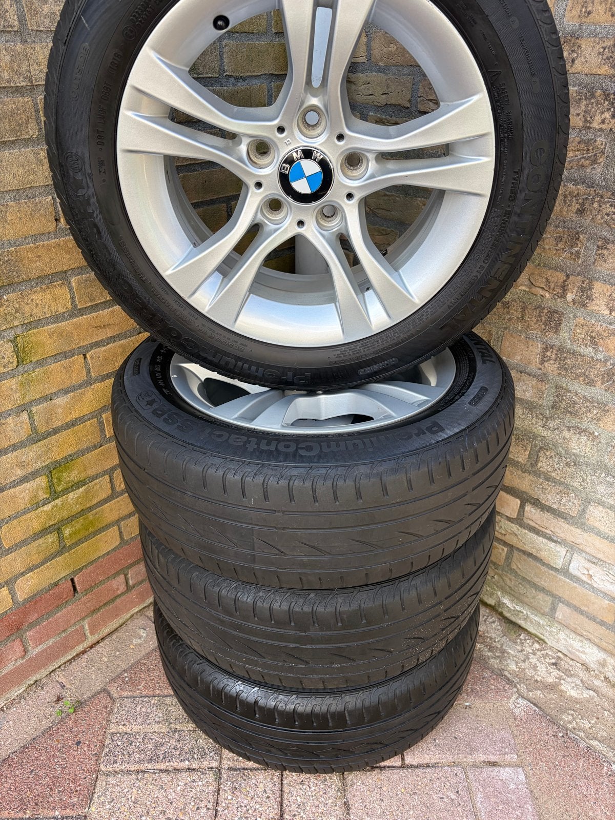 BMW 16 inch velgen met Continental zomerbanden, Ophalen, Gebruikt, 16 inch, Banden en Velgen