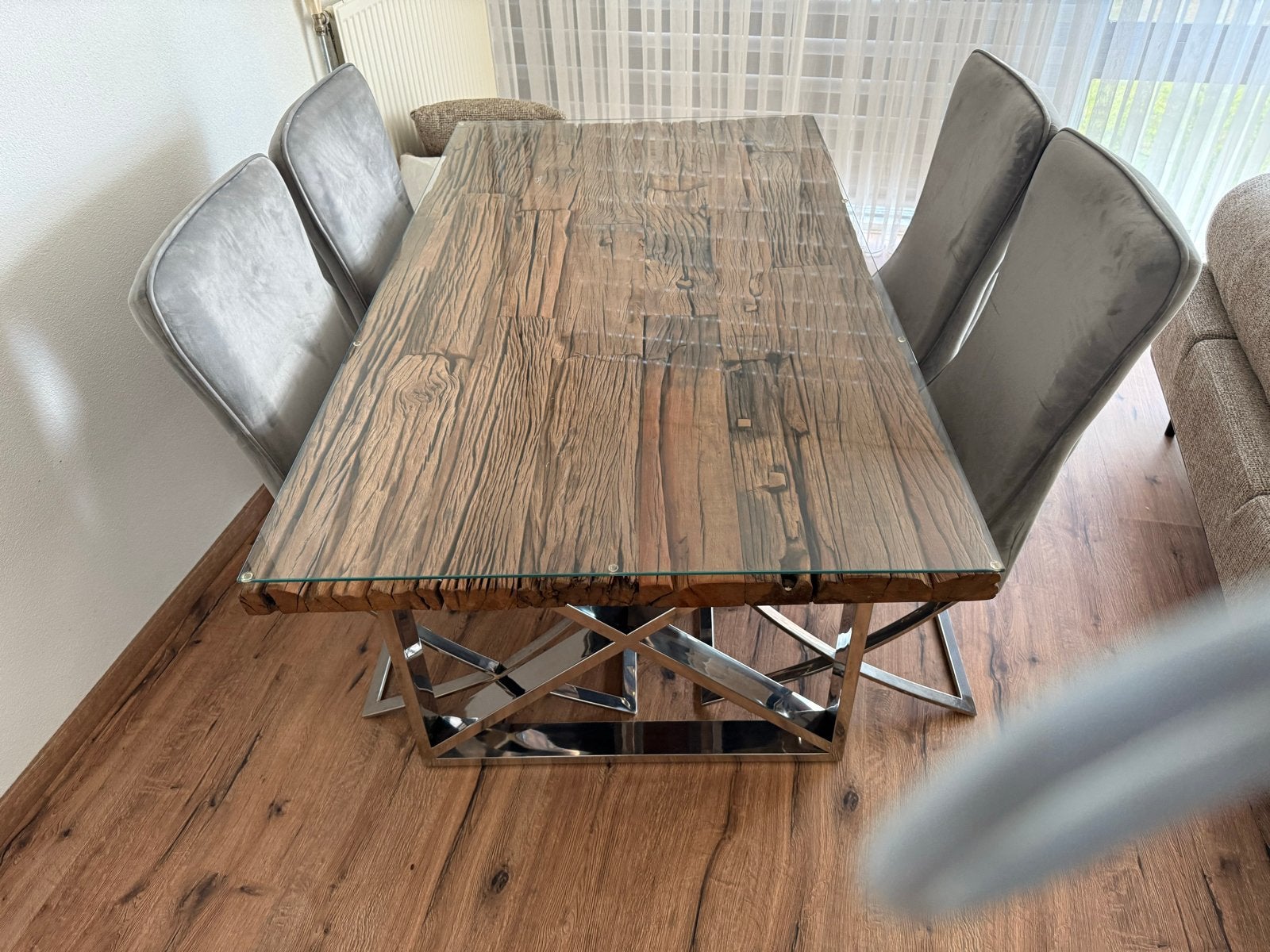 Zo goed als nieuwe eettafel met 4 stoelen, Ophalen, 50 tot 100 cm, Zo goed als nieuw, Vier personen
