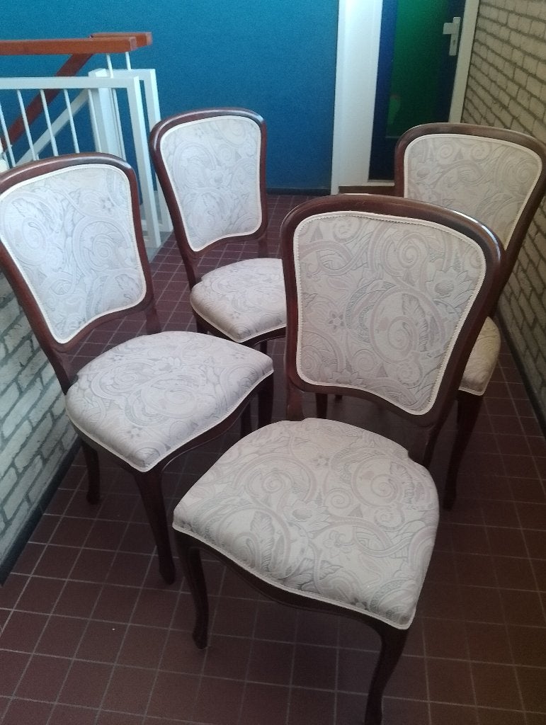 4 eetkamer stoelen Franse School, Huis en Inrichting, Stoelen, Ophalen, Bruin, Zo goed als nieuw, Vier