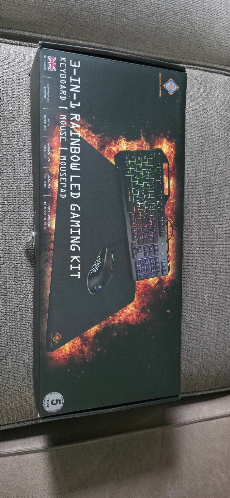 Deltaco Gaming 3-in-1 Rainbow LED Gaming Kit (UK Layout), Computers en Software, Ophalen, Toetsenbord en muis-set, Nieuw, Overige indelingen