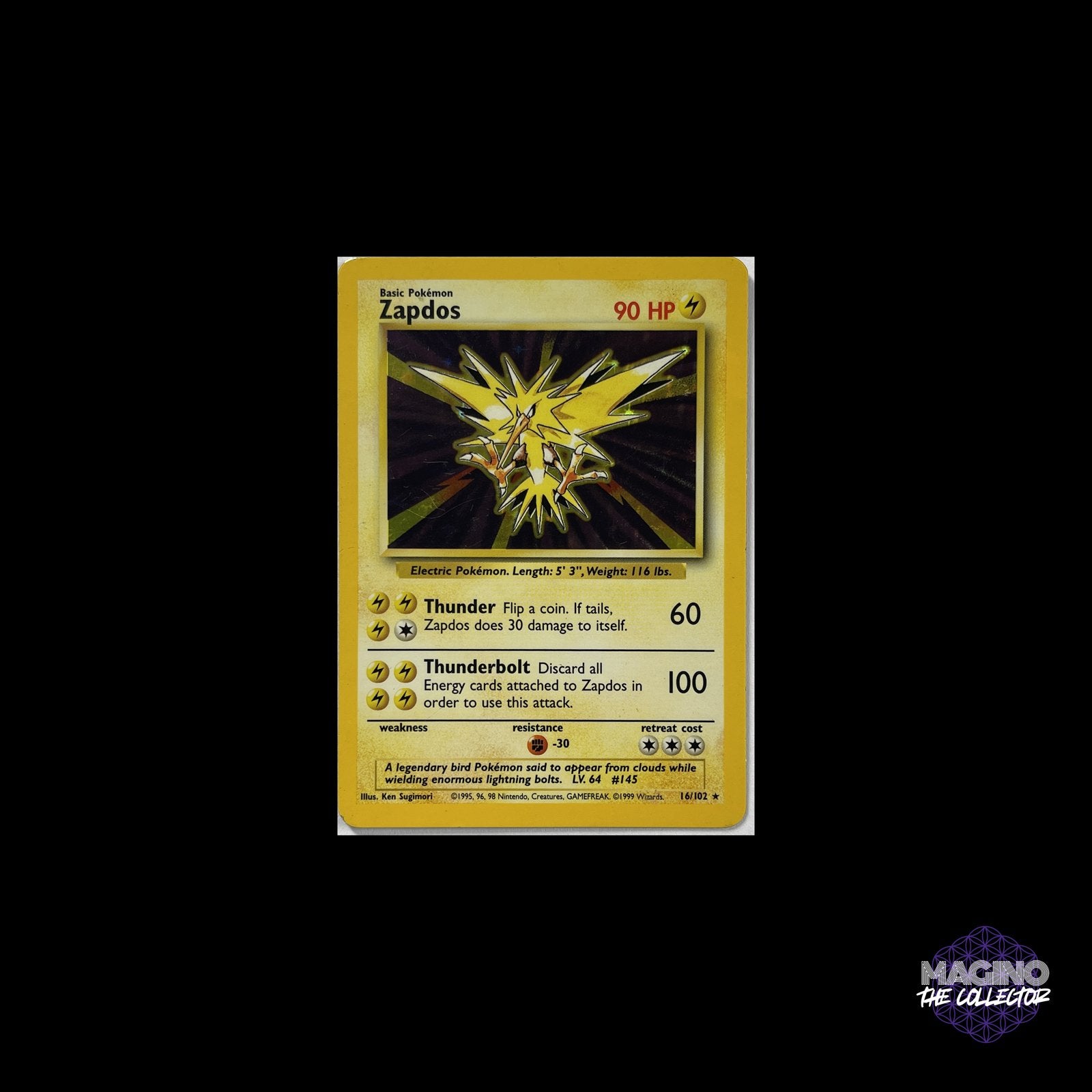 Pokémon Zapdos Base Set Holo 16/102 – 1999 | Vintage EN, Ophalen of Verzenden, Zo goed als nieuw, Losse kaart, Foil