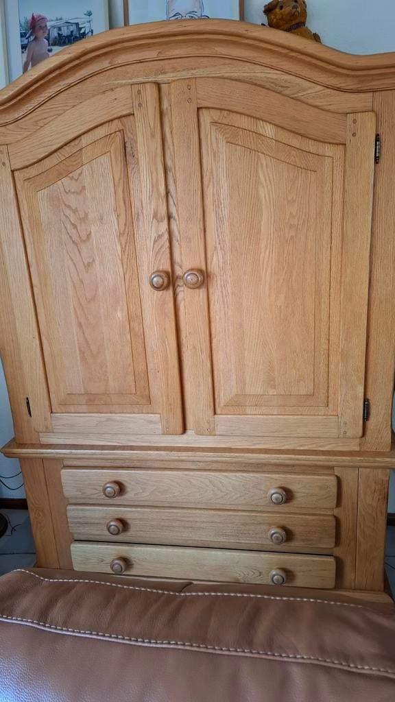 Toogkast licht eiken massief, Ophalen, 50 tot 75 cm, Eikenhout, 150 tot 200 cm