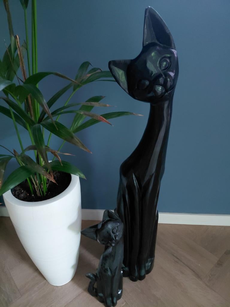 Grote en kleine kat decoratie beeld - Goede kwaliteit, Ophalen of Verzenden, Gebruikt, Dier