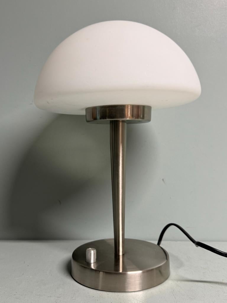 Retro Mushroomlamp met Dimmer - Geborsteld Metaal & Glas, Huis en Inrichting, Lampen | Overige, Gebruikt, Ophalen of Verzenden