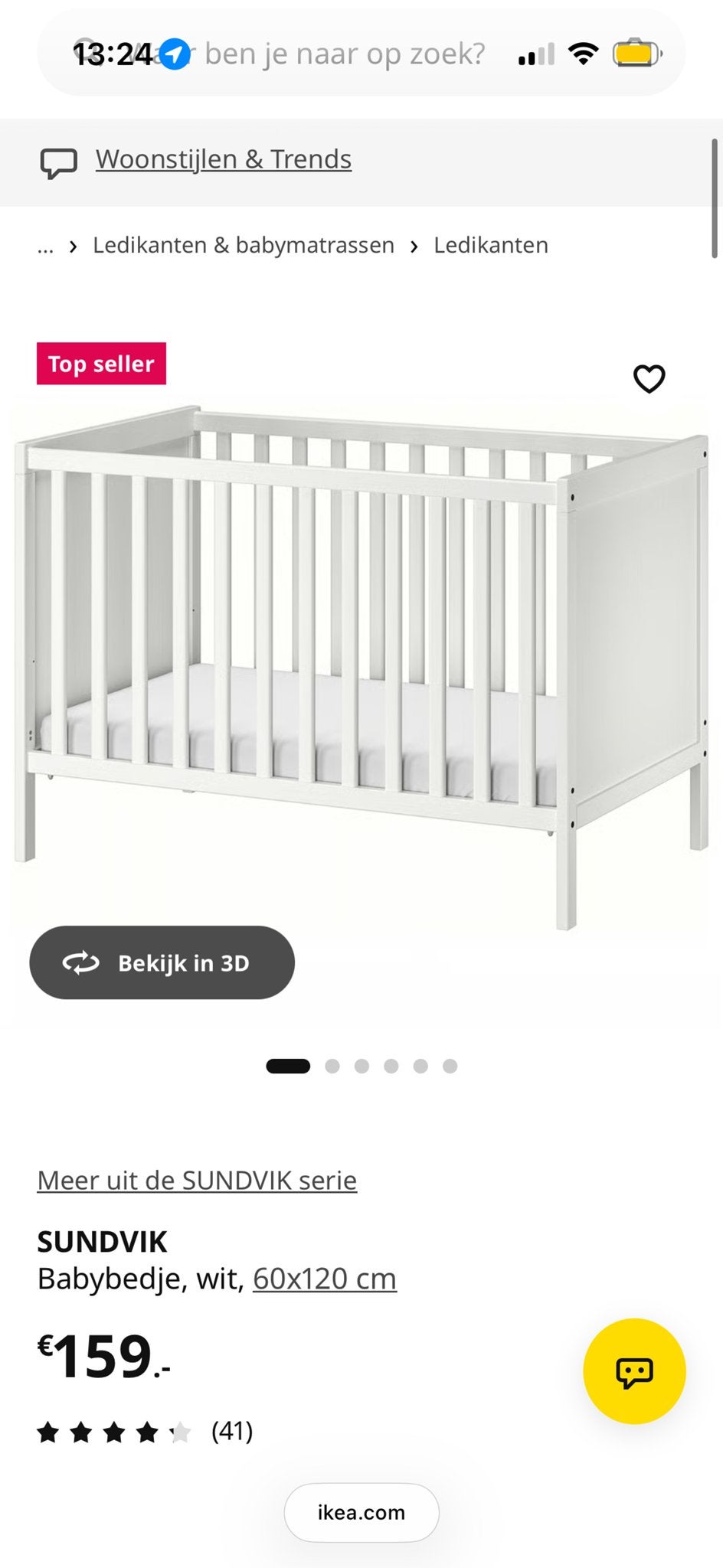 Ledikant 120x60 cm met matras en aerosleep topper, Kinderen en Baby's, Ophalen, Zo goed als nieuw, Ledikant