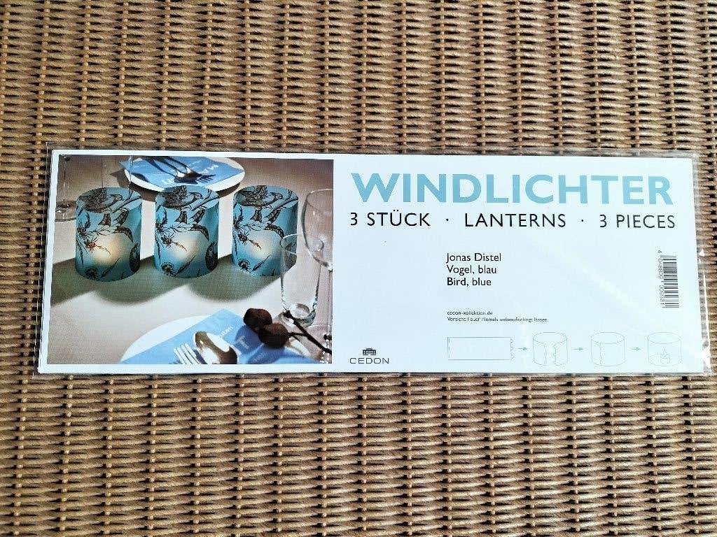 3 stuks Jonas Distel Windlichter - Vogel, blauw, Overige materialen, Windlicht, Blauw, Overige merken