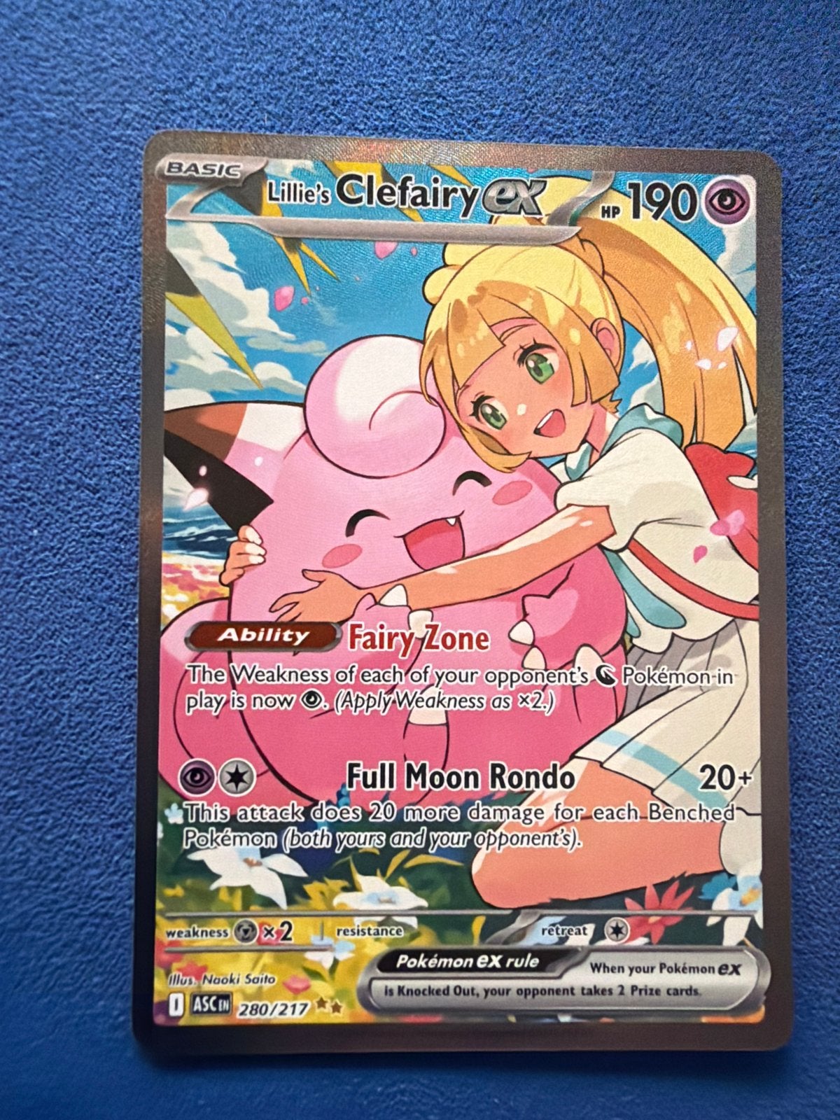 Lillie's Clefairy EX 280/217 - Pokémon Kaart, Ophalen of Verzenden, Zo goed als nieuw, Losse kaart