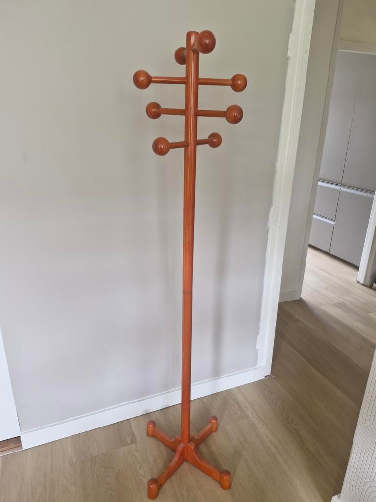 Vintage houten kapstok met bolle haken - Jaren '60/'70 stijl, Ophalen, Gebruikt, Staande kapstok, 150 tot 200 cm