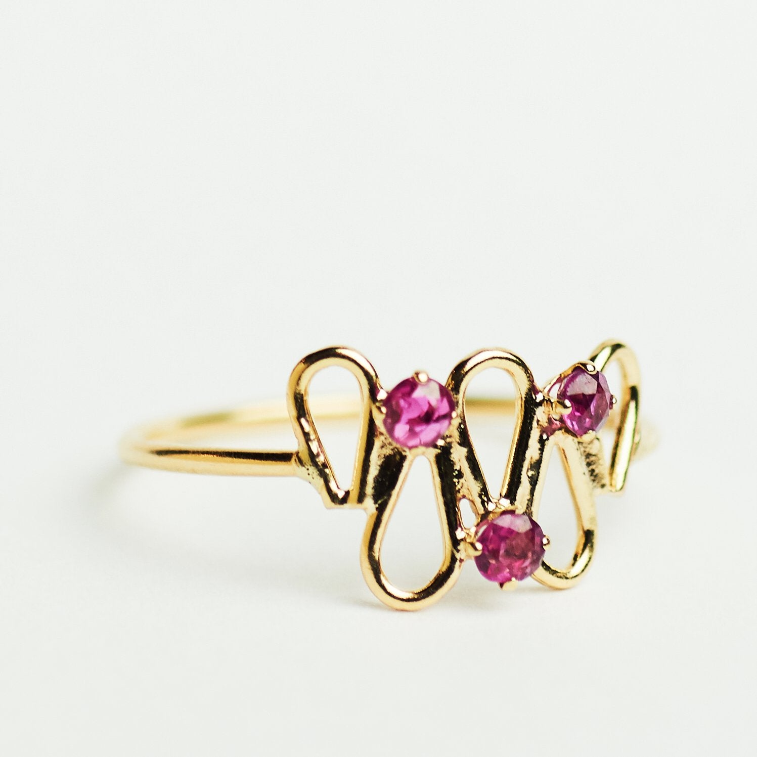 Vintage ring, 18 tot 19, Ophalen of Verzenden, Zo goed als nieuw, Roze