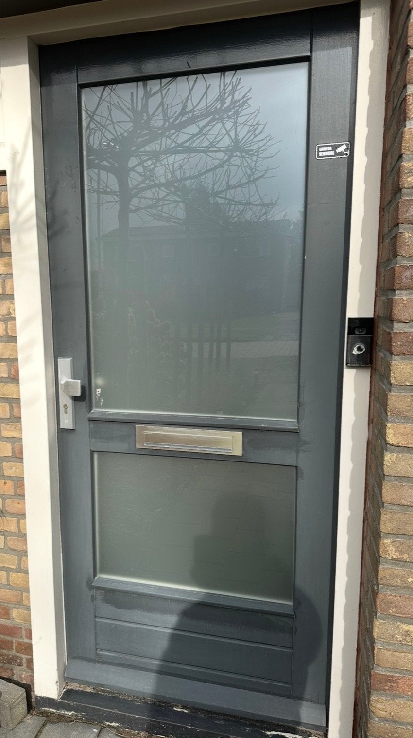 Antraciet buitendeur met brievenbus, Doe-het-zelf en Verbouw, Ophalen of Verzenden, Zo goed als nieuw, Buitendeur