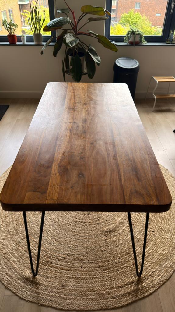 Eettafel Sheesham hout, Huis en Inrichting, Tafels | Eettafels, Ophalen, Zo goed als nieuw, Rechthoekig, 50 tot 100 cm