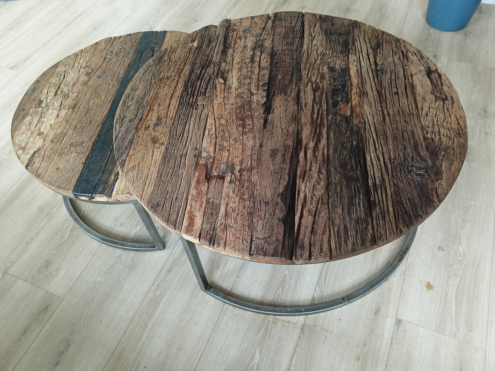 Salontafels Mango Hout en Metaal - Set van 2, Gebruikt, 50 tot 100 cm, Rond, 5 – 50