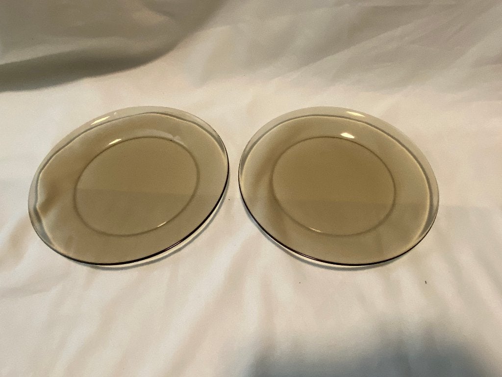 Retro Set van 2 Arcoroc France Rookglas Smoke Diner borden, Gebruikt, Ophalen of Verzenden, Glas, Bord(en)