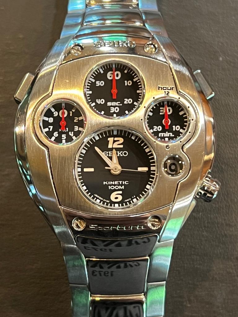 Seiko Sportura SLQ015 Kinetic - Zeldzaam Vintage Horloge, Seiko, Gebruikt, Staal, Polshorloge