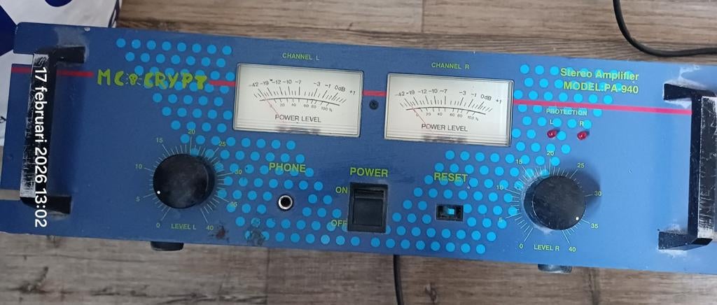 Mc Crypt versterker 480 Watt (vaste prijs, Alleen afhalen), Ophalen, 120 watt of meer, Overige merken