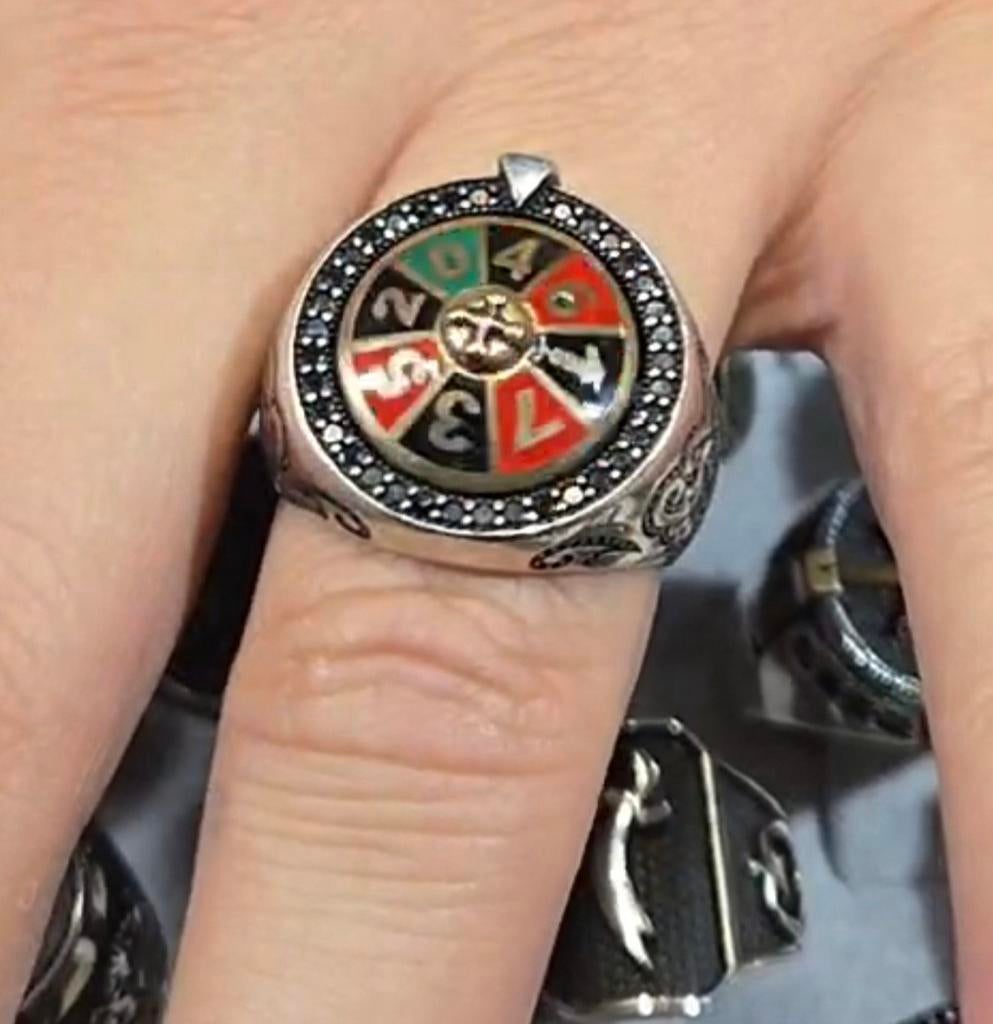 Casino roulettewiel ring, Sieraden, Tassen en Uiterlijk, Ringen, Nieuw, Dame of Heer, Zilver, Zilver, Ophalen of Verzenden