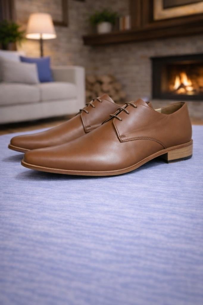 Nette leren herenschoenen – bruin – maat 41, Kleding | Heren, Schoenen, Nieuw, Veterschoenen, Bruin, Ophalen of Verzenden