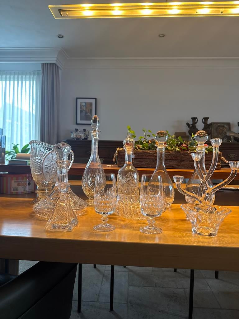 Kristallen Karaffen, Glazen en Kandelaar Set, Antiek en Kunst, Ophalen