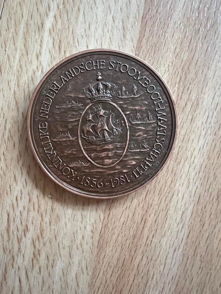 KNSM Bronzen Penning 125 Jaar - Eric van den Boom incl doos, Postzegels en Munten, Munten | Nederland, Ophalen of Verzenden, Koningin Beatrix