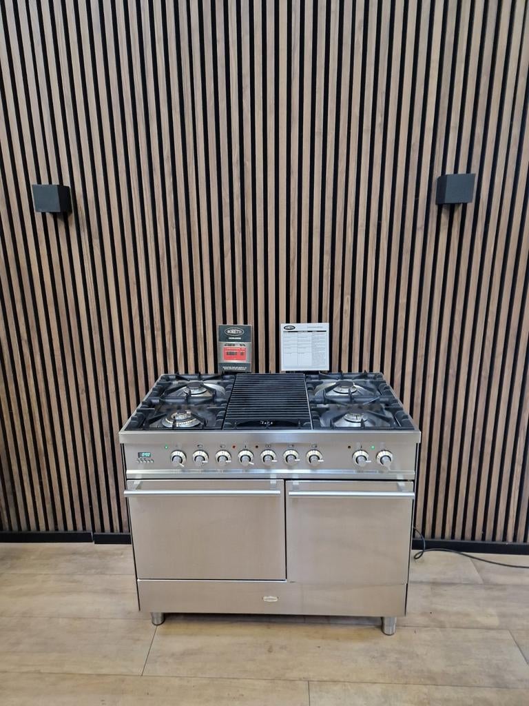 Luxe Rvs Boretti Quadra line Fornuis 100 cm (Gratis bezorgt), 5258sh, 60 cm of meer, Ophalen of Verzenden, Zo goed als nieuw