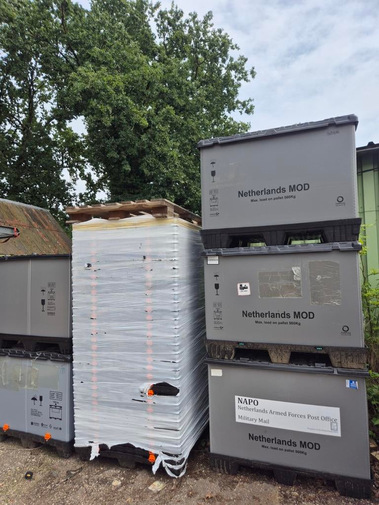 Opvouwbare palletbox, Ophalen, Gebruikt