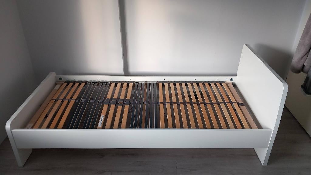 1 persoonsbed wit bed, Ophalen, Gebruikt, 90 cm, Eenpersoons