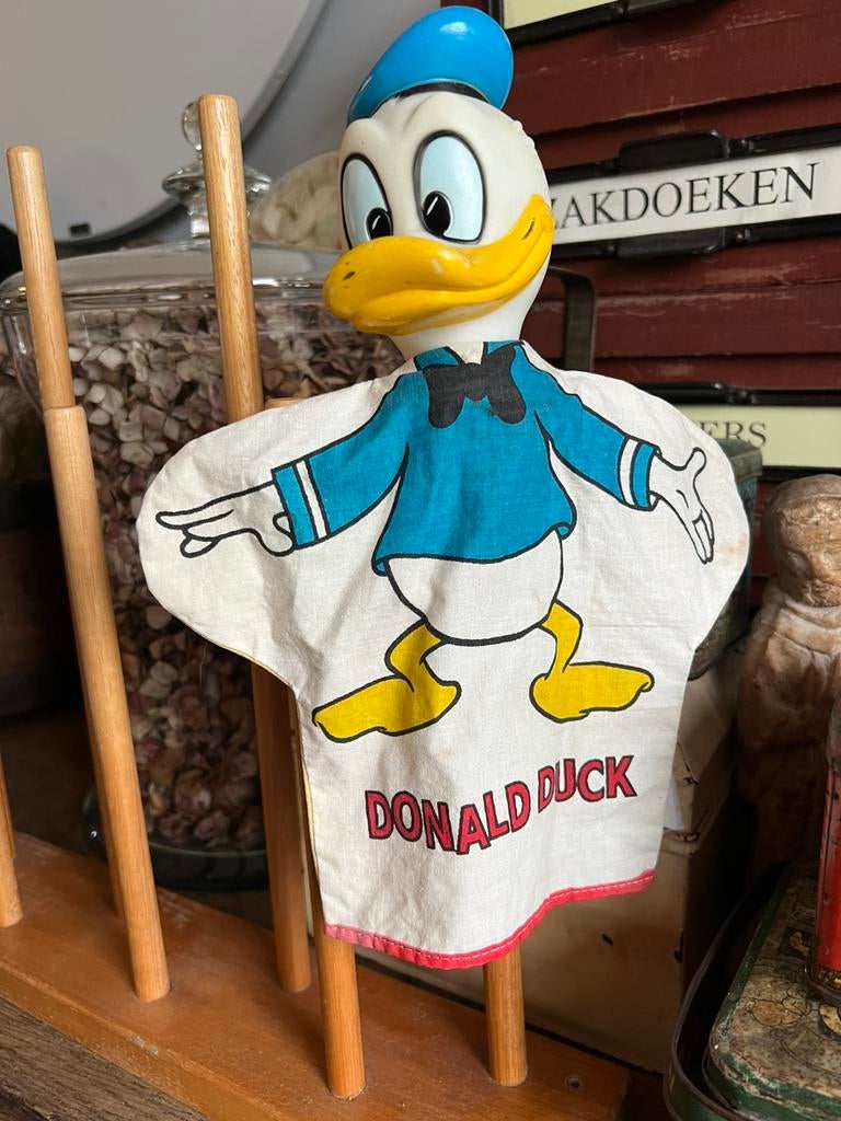 VINTAGE HANDPOP DONALD DUCK, Ophalen of Verzenden, Donald Duck, Gebruikt, Beeldje of Figuurtje