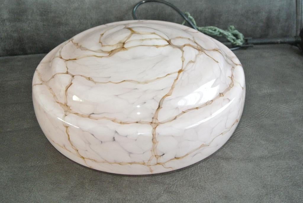 Art Deco schaallamp hanglamp, roze gemarmerd glas, Ophalen