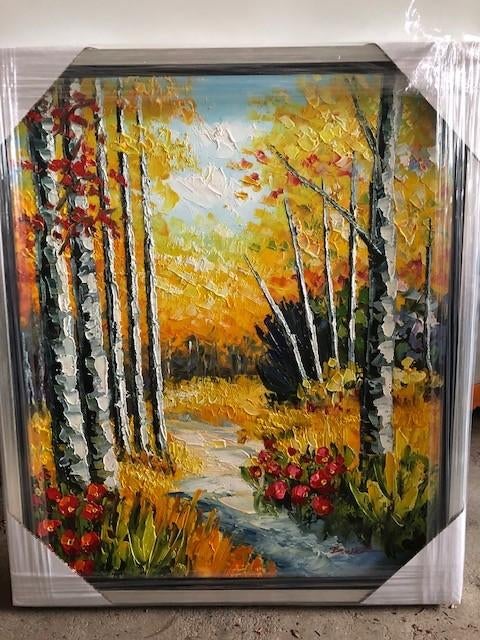 schilderij bomen landschap, Antiek en Kunst, Ophalen of Verzenden