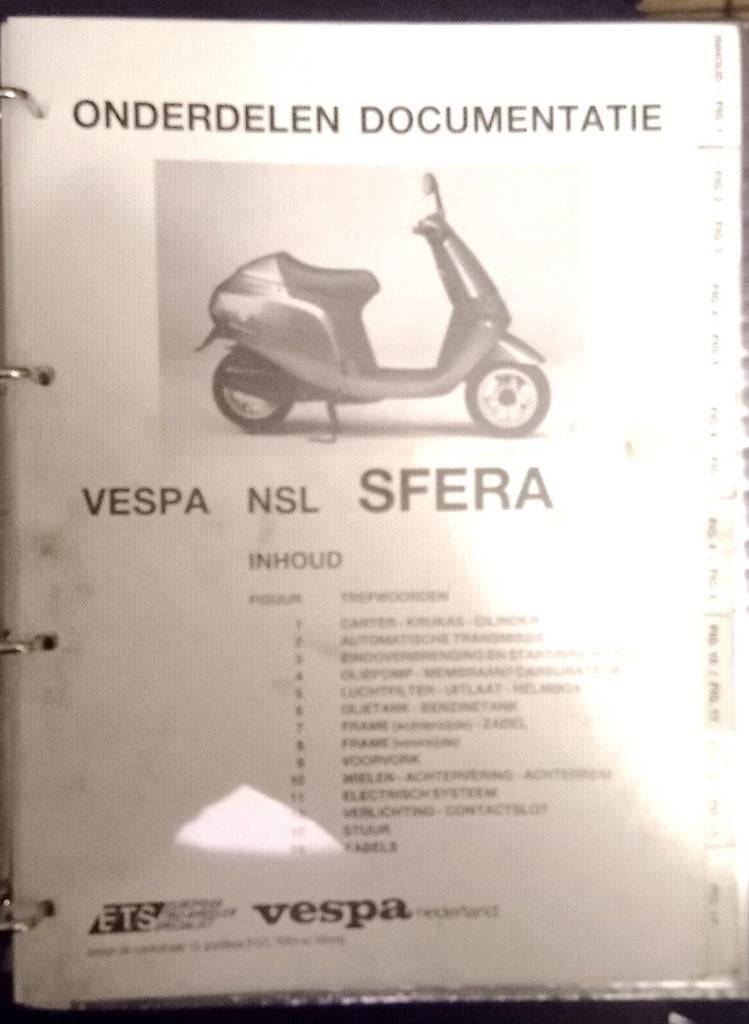 Vespa NSL Sfera Onderdelen Documentatie, Ophalen of Verzenden, Gebruikt