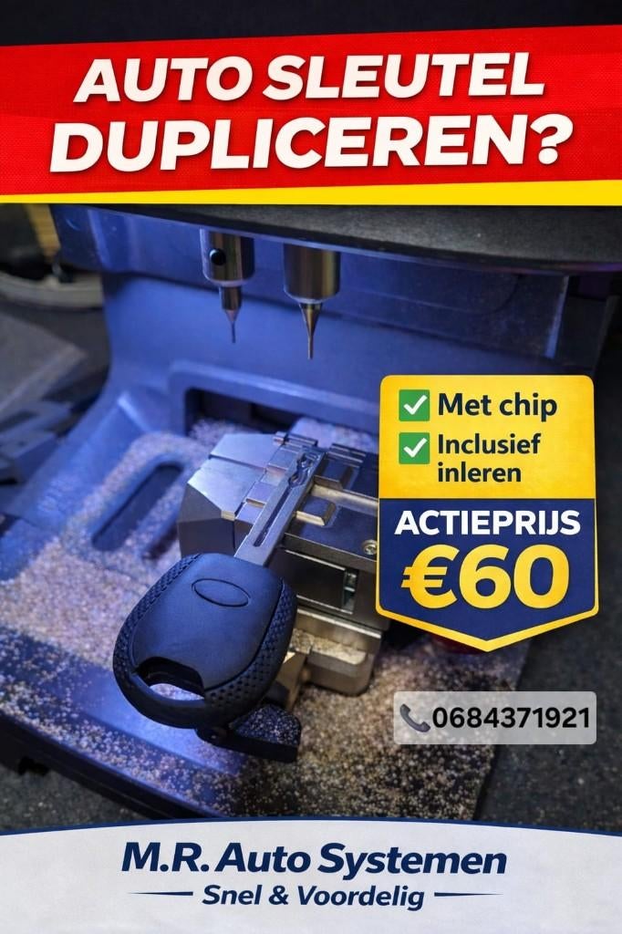 Reserve Autosleutel Bijmaken + Programmeren (Diverse Merken), Ophalen, Info@mrautosystemen.nl, -, Nieuw