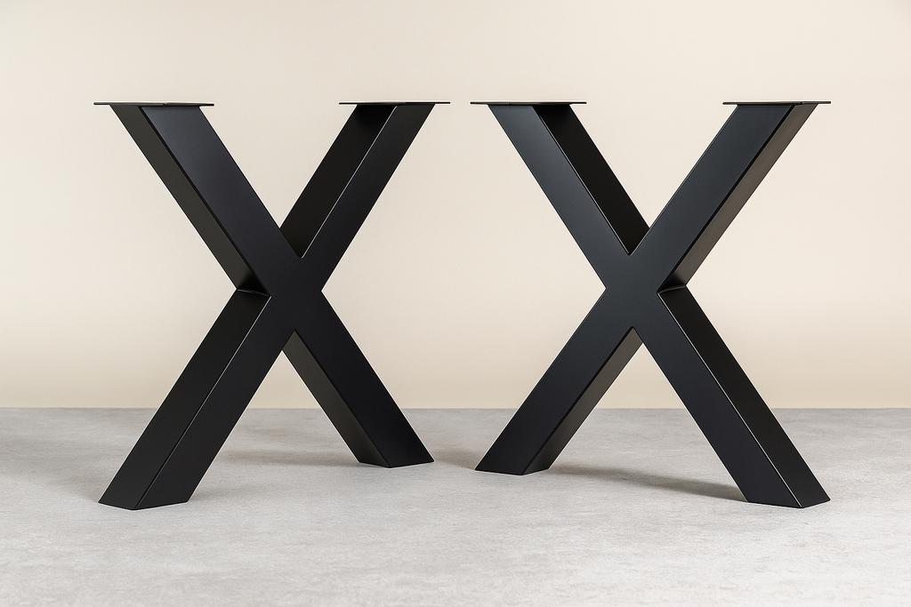 Set Stalen X poten 100x100mm X-poten x poot gepoedercoat, Huis en Inrichting, Ophalen, Nieuw, Ovaal, 50 tot 100 cm